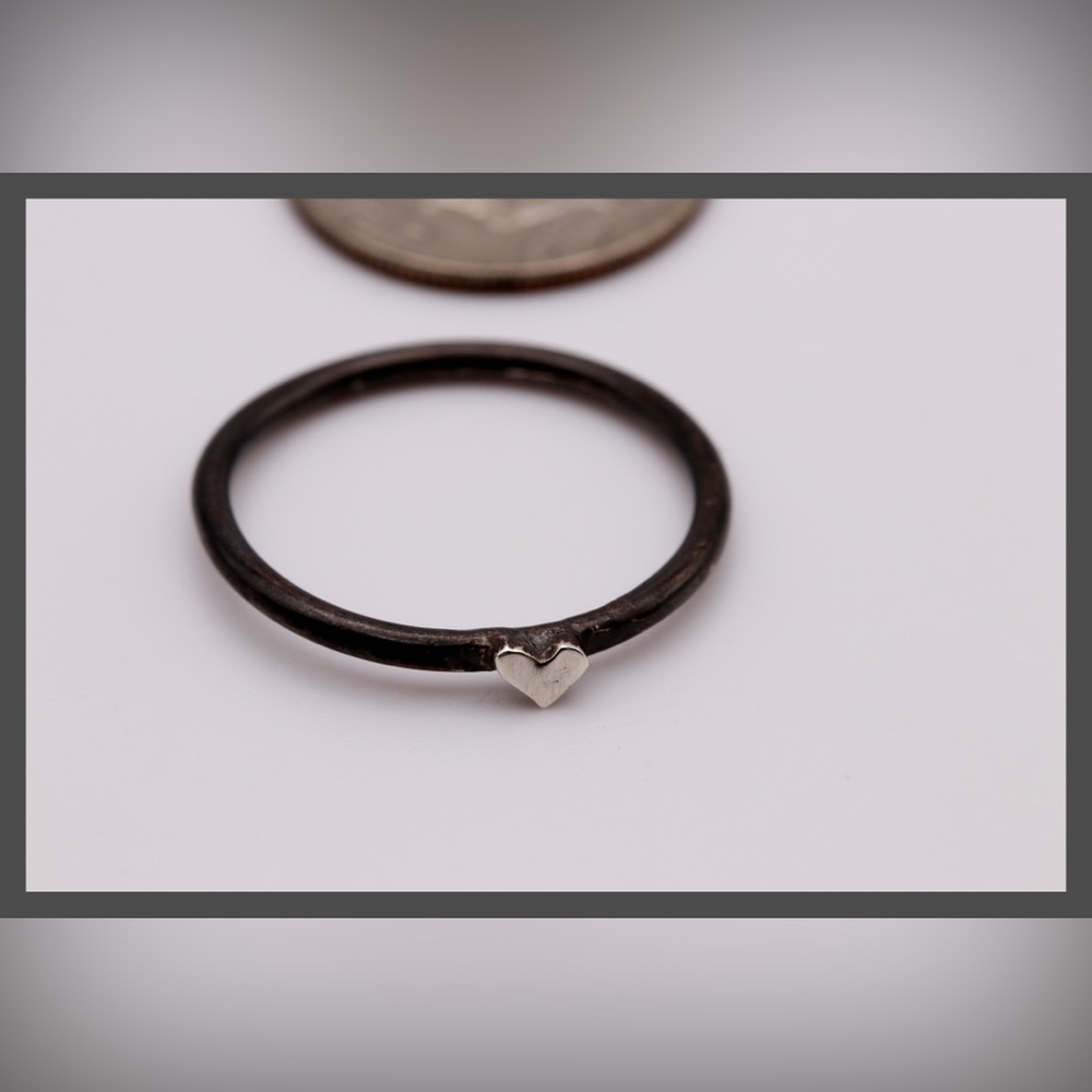 Sterling Silver Tiny Heart Ring Size 7.5 | Minimalist Stackable | Handmade - NWT - Picture 7 of 15